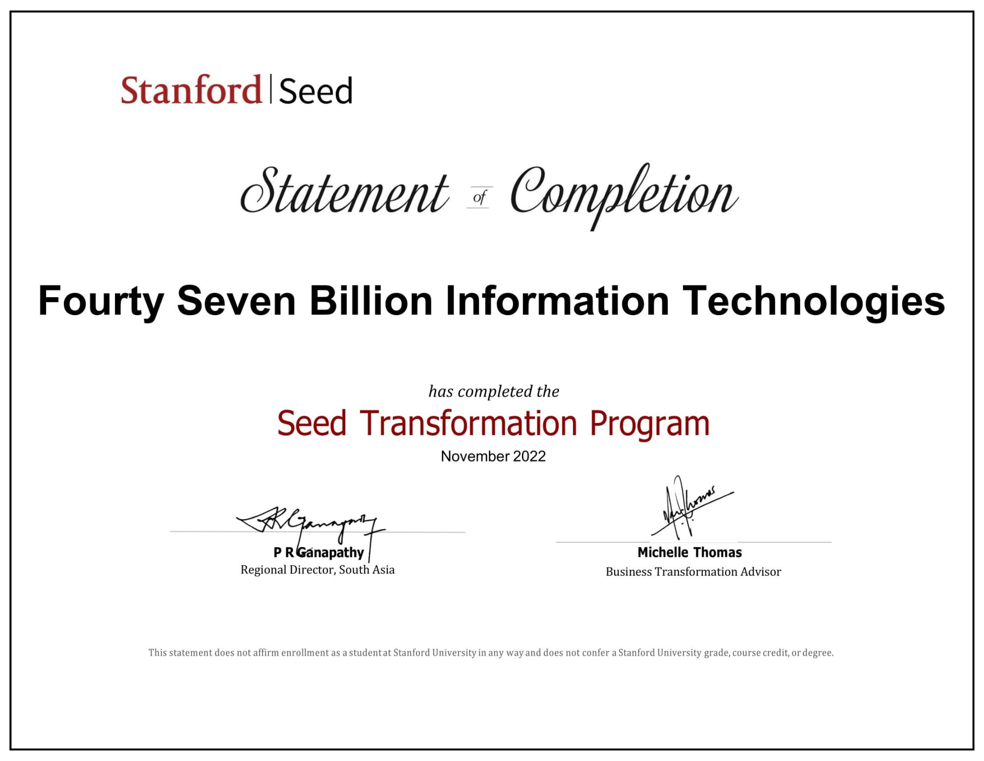 47Billion Empowers Top Management with Stanford Seed Transformation Program